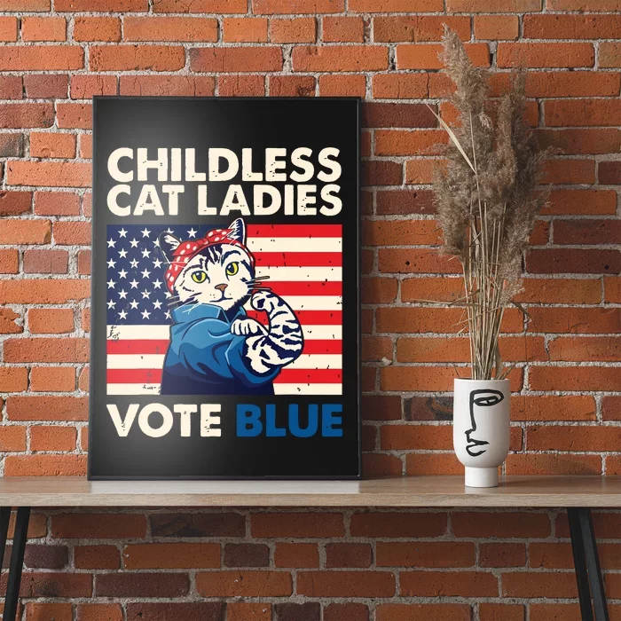 Childless Cat Ladies Vote Blue Vintage Cat Usa Flag Poster