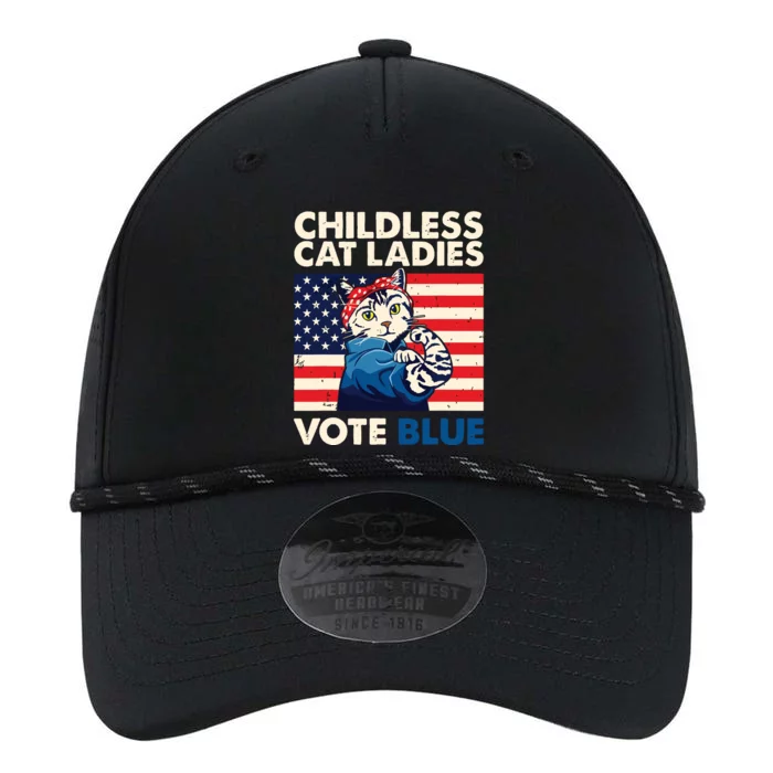 Childless Cat Ladies Vote Blue Vintage Cat Usa Flag Performance The Dyno Cap