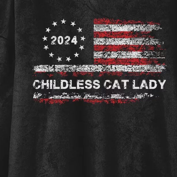 Childless Cat Lady 2024 Hooded Wearable Blanket