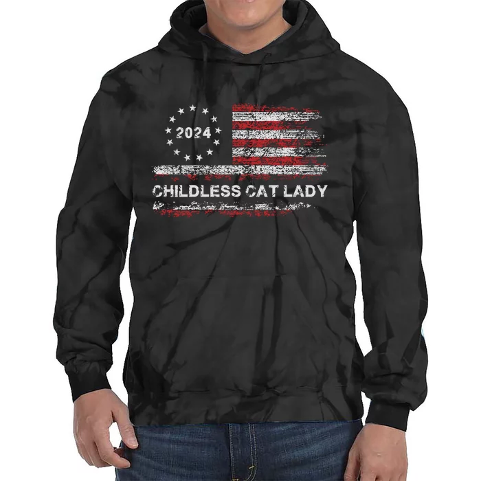 Childless Cat Lady 2024 Tie Dye Hoodie