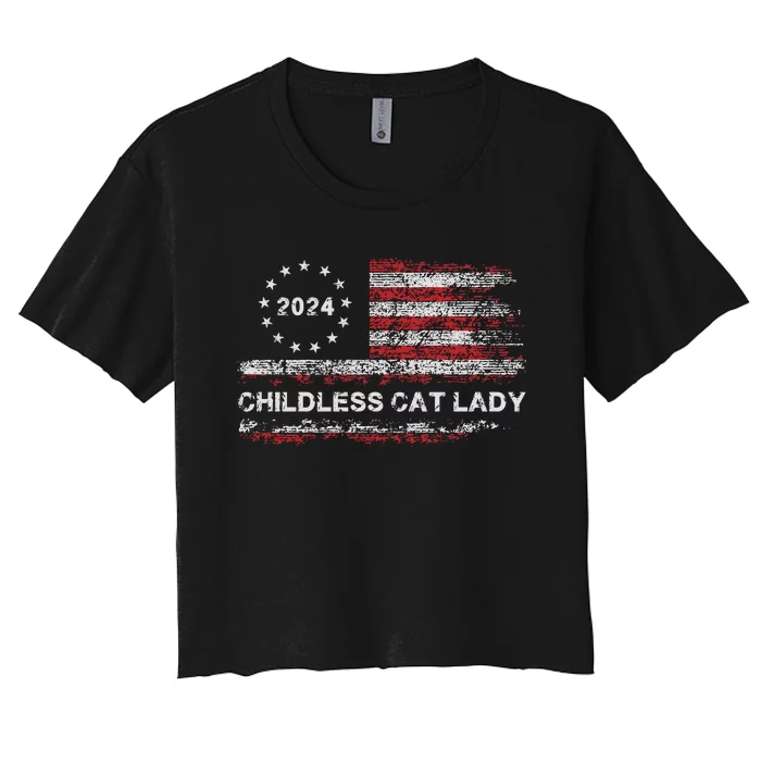 Childless Cat Lady 2024 Women's Crop Top Tee