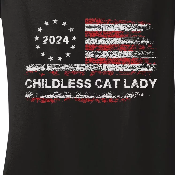 Childless Cat Lady 2024 Women's V-Neck T-Shirt