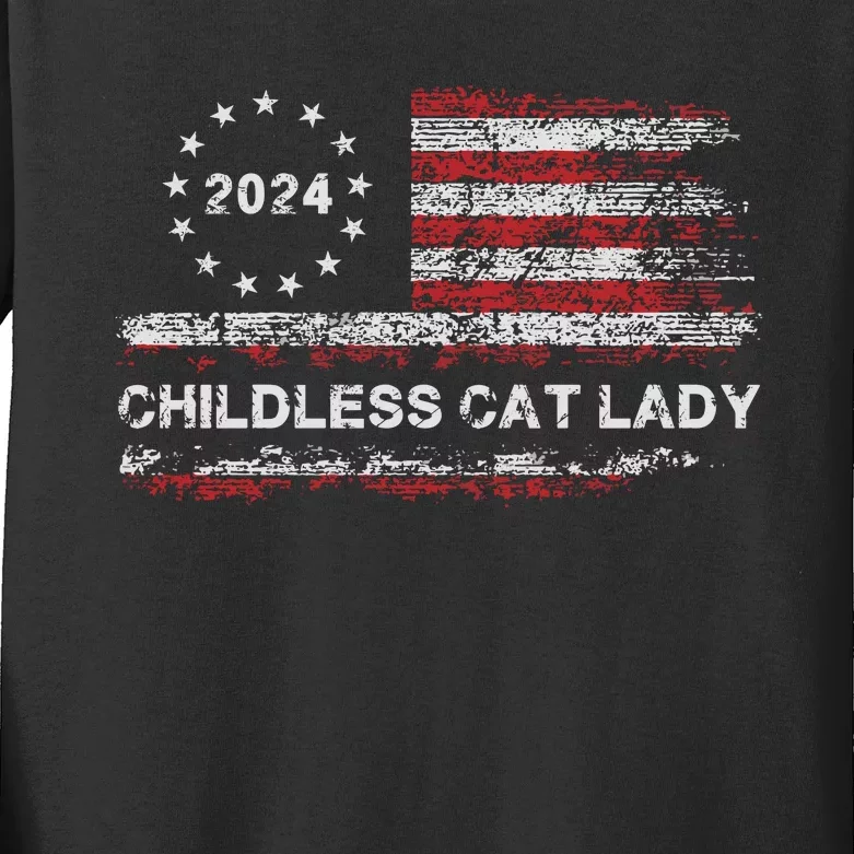 Childless Cat Lady 2024 Kids Long Sleeve Shirt