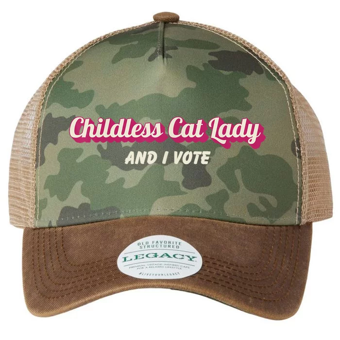 Childless Cat Lady And I Vote Ladies Is Voting Kamala Legacy Tie Dye Trucker Hat