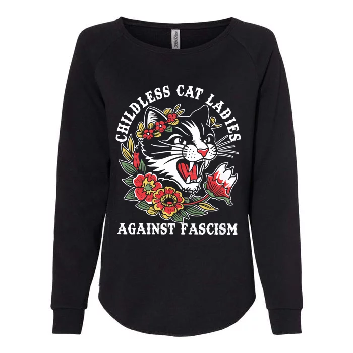 Childless Cat Ladies Against Fascism Vintage Womens California Wash Sweatshirt