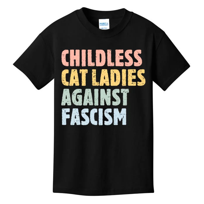 Childless Cat Ladies Against Fascism Kamala Harris Kids T-Shirt