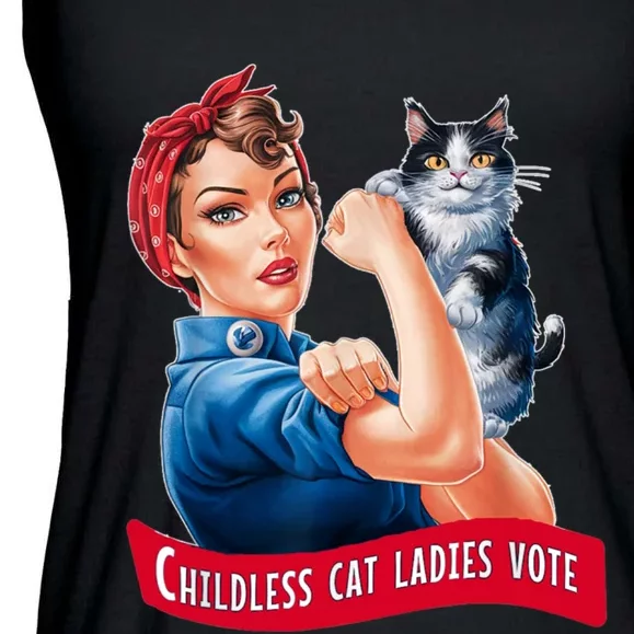 Childless Cat Ladies Vote Rosie The Riveter Ladies Essential Flowy Tank