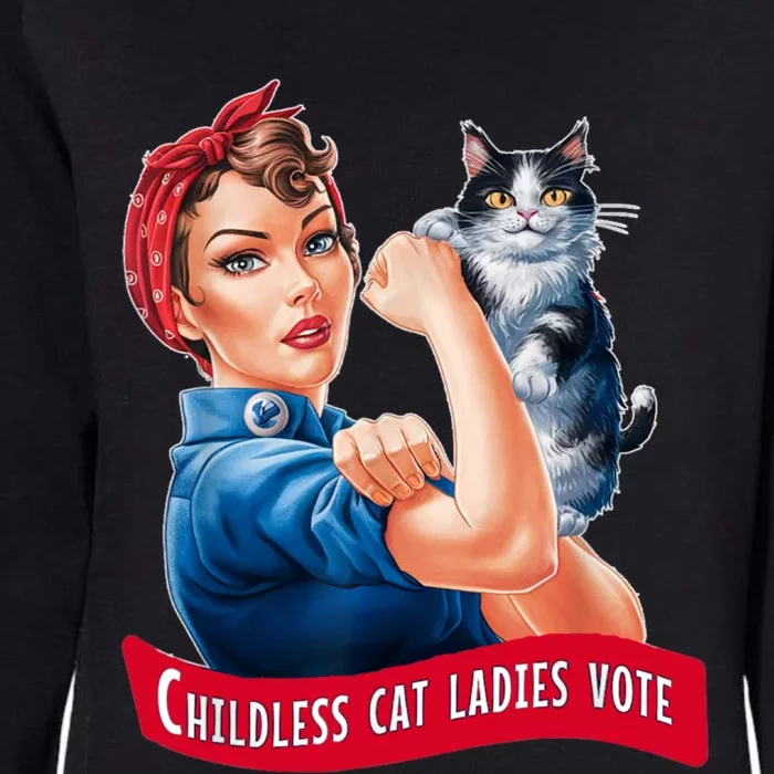 Childless Cat Ladies Vote Rosie The Riveter Womens California Wash Sweatshirt