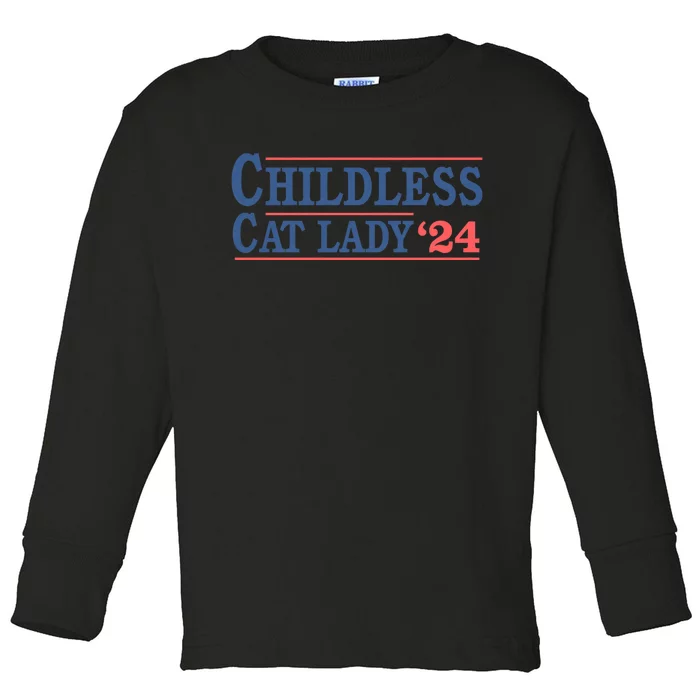 Childless Cat Lady Voting Election 2024 Usa Toddler Long Sleeve Shirt