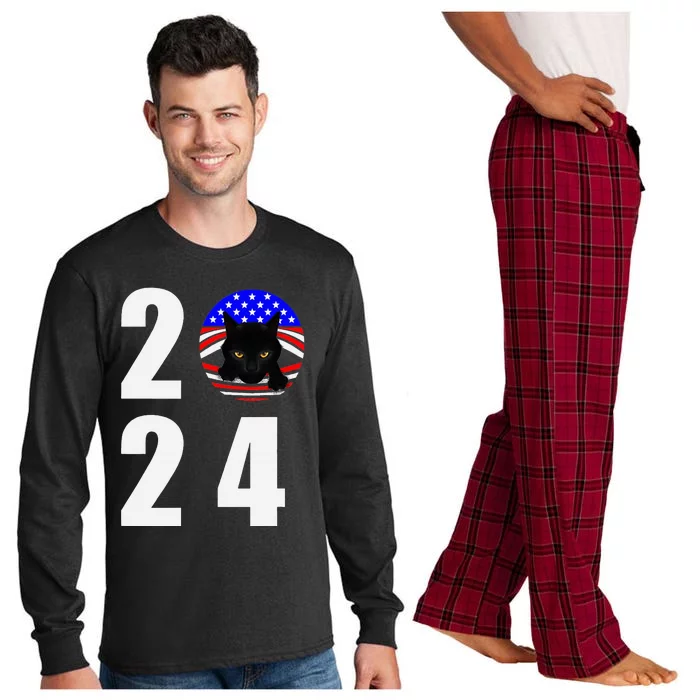 Childless Cat Ladies Vote 2024 Retro Long Sleeve Pajama Set