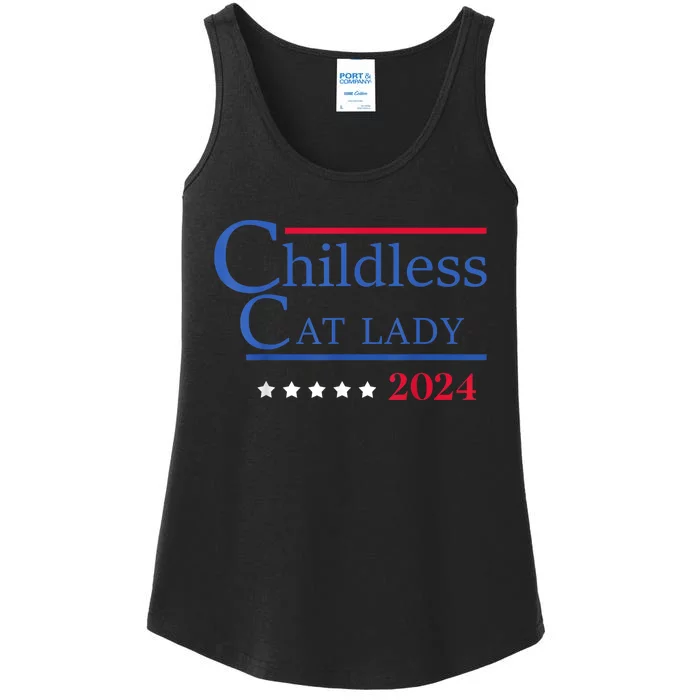 Childless Cat Lady 2024 Ladies Is Voting Kamala Ladies Essential Tank