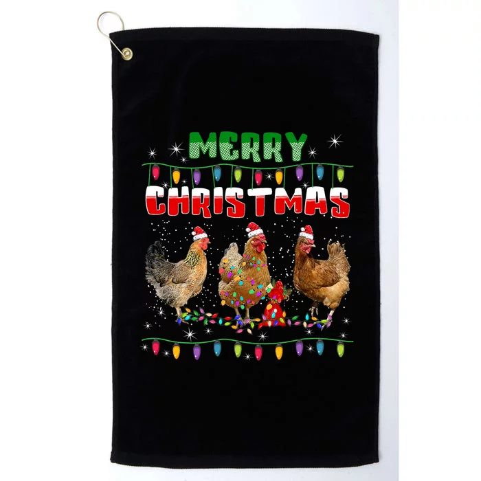 Chicken Christmas Lights Merry Xmas Chicken Platinum Collection Golf Towel