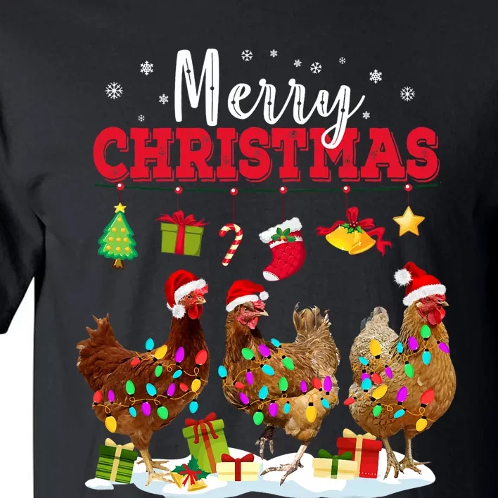 Chicken Christmas Lights Merry Xmas Family Matching Pajama Tall T-Shirt