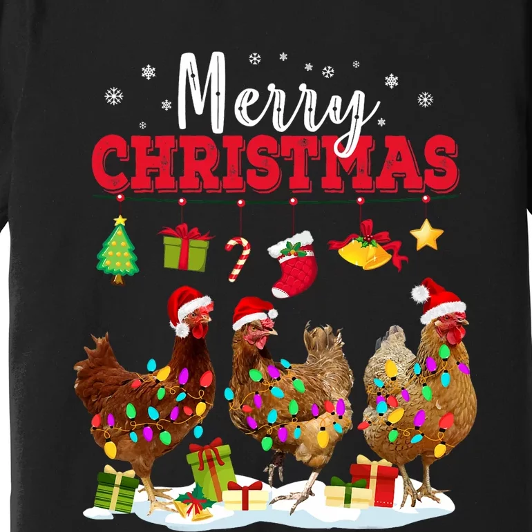 Chicken Christmas Lights Merry Xmas Family Matching Pajama Premium T-Shirt