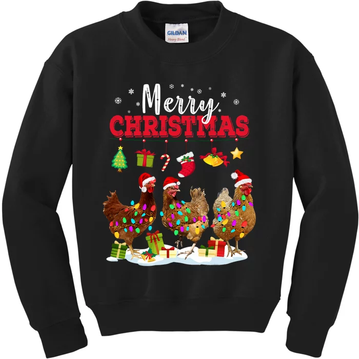 Chicken Christmas Lights Merry Xmas Family Matching Pajama Kids Sweatshirt