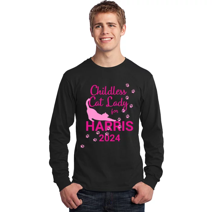 Childless Cat Lady For Harris 2024 Long Sleeve Shirt