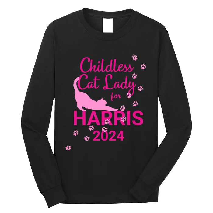 Childless Cat Lady For Harris 2024 Long Sleeve Shirt