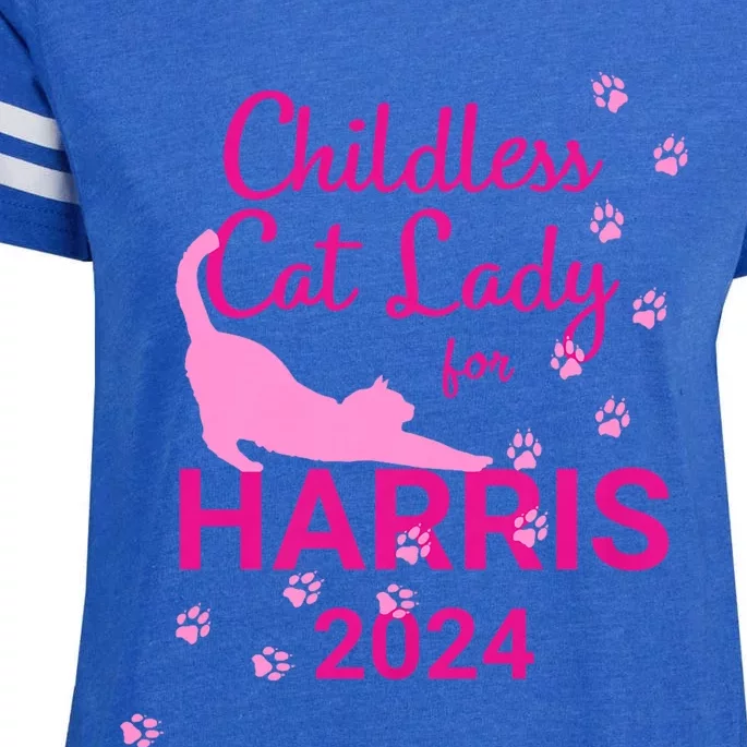 Childless Cat Lady For Harris 2024 Enza Ladies Jersey Football T-Shirt