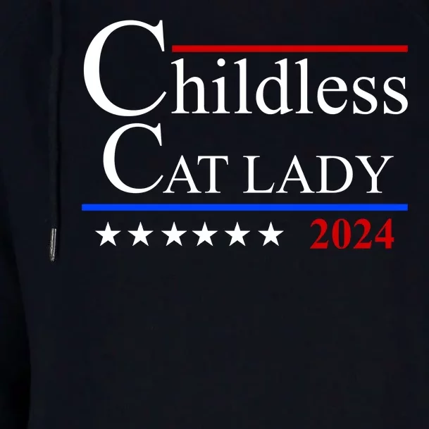 Childless Cat Lady 2024 Funny Kamala Harris Womens Funnel Neck Pullover Hood