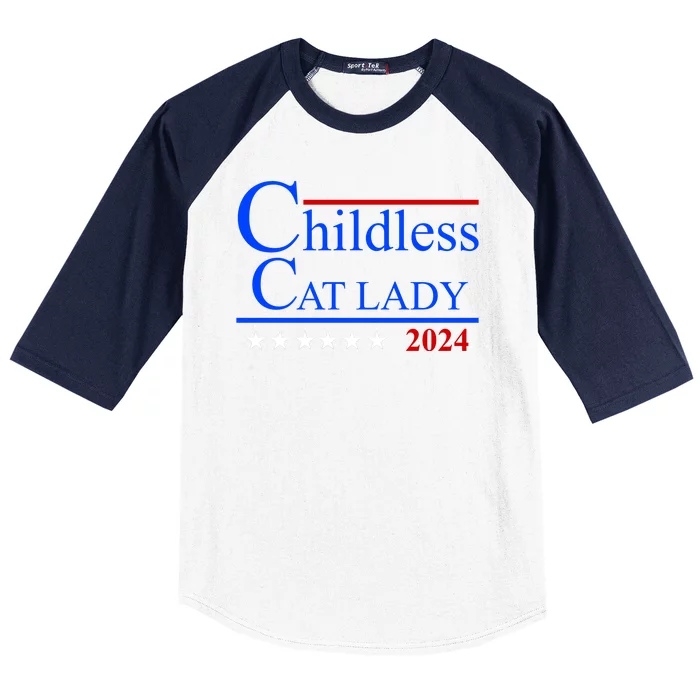 Childless Cat Lady 2024 Funny Kamala Harris Baseball Sleeve Shirt