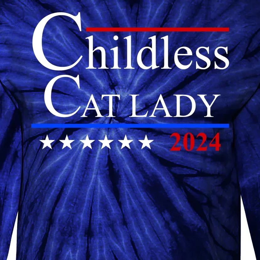 Childless Cat Lady 2024 Funny Kamala Harris Tie-Dye Long Sleeve Shirt