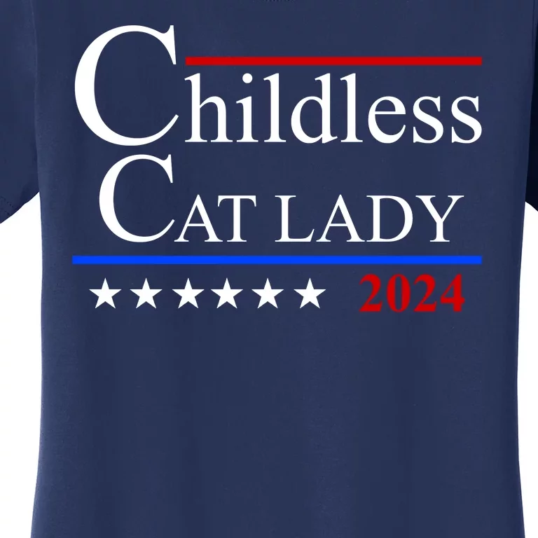 Childless Cat Lady 2024 Funny Kamala Harris Women's T-Shirt