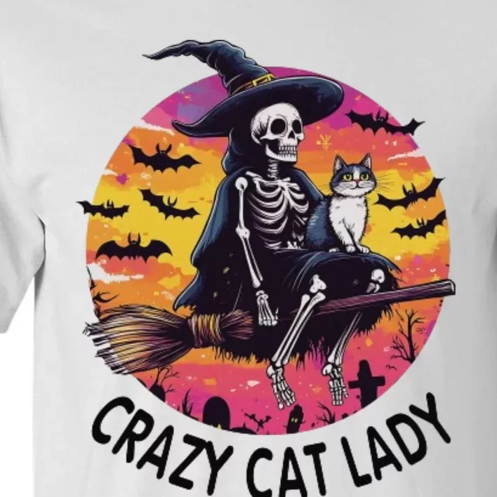 Crazy Cat Lady Funny Witch Halloween Spooky Tall T-Shirt