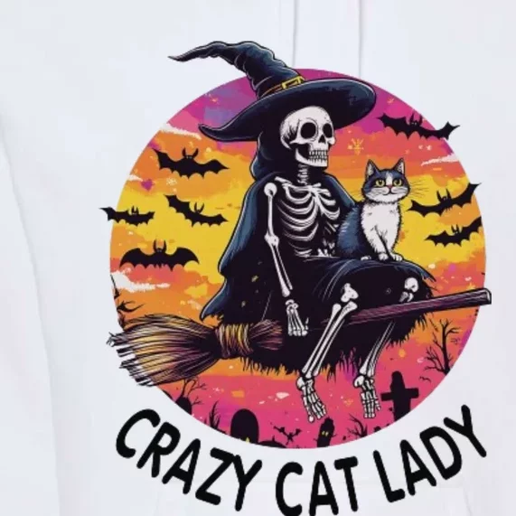 Crazy Cat Lady Funny Witch Halloween Spooky Premium Hoodie