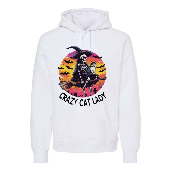 Crazy Cat Lady Funny Witch Halloween Spooky Premium Hoodie