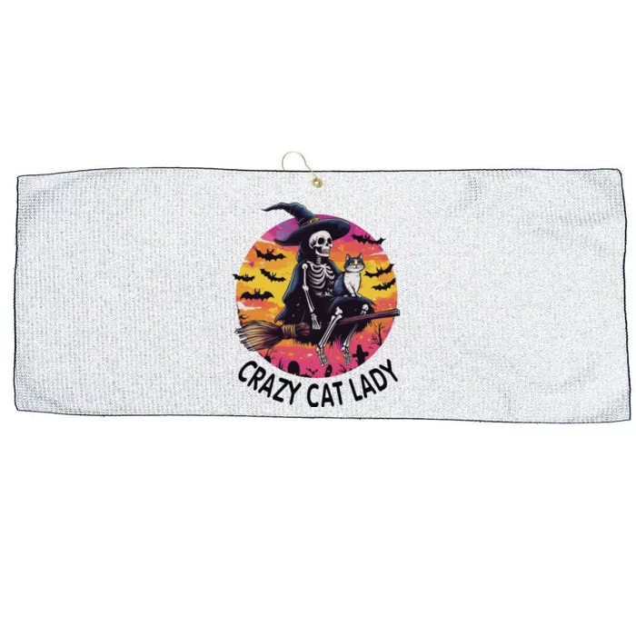 Crazy Cat Lady Funny Witch Halloween Spooky Large Microfiber Waffle Golf Towel