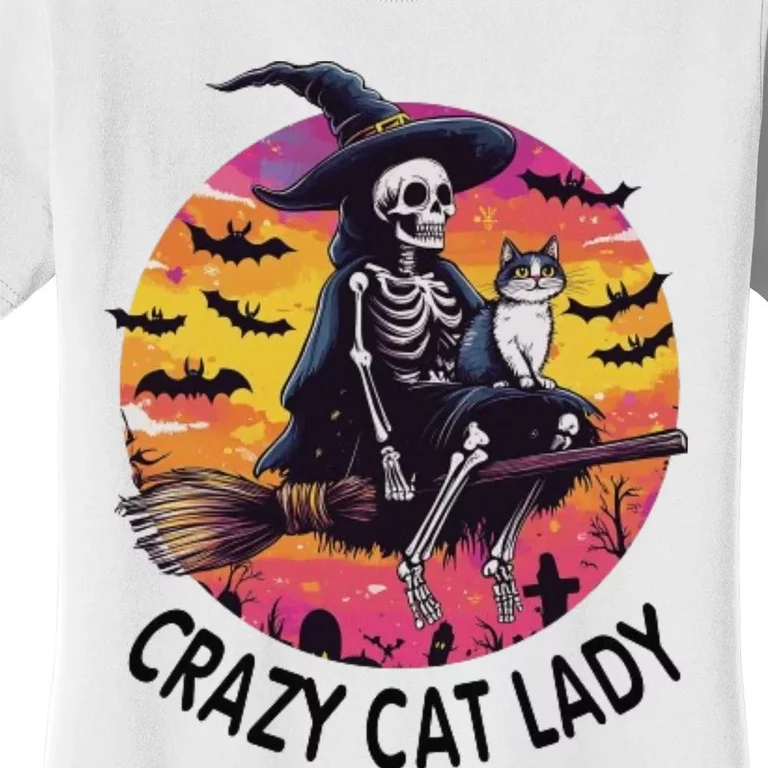 Crazy Cat Lady Funny Witch Halloween Spooky Women's T-Shirt