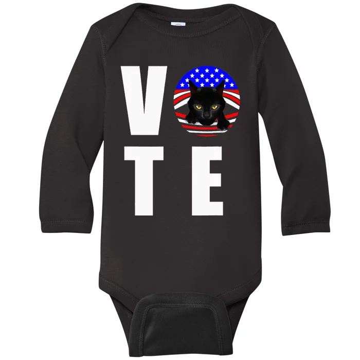 Childless Cat Ladies Vote Retro Baby Long Sleeve Bodysuit