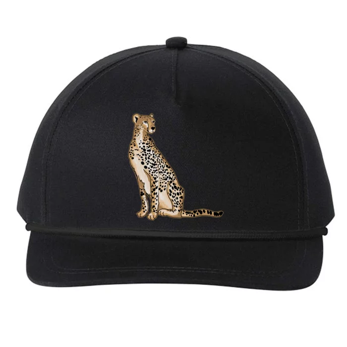 Cute Cheetah Lover Illustration Wild Cat Love Gift Snapback Five-Panel Rope Hat