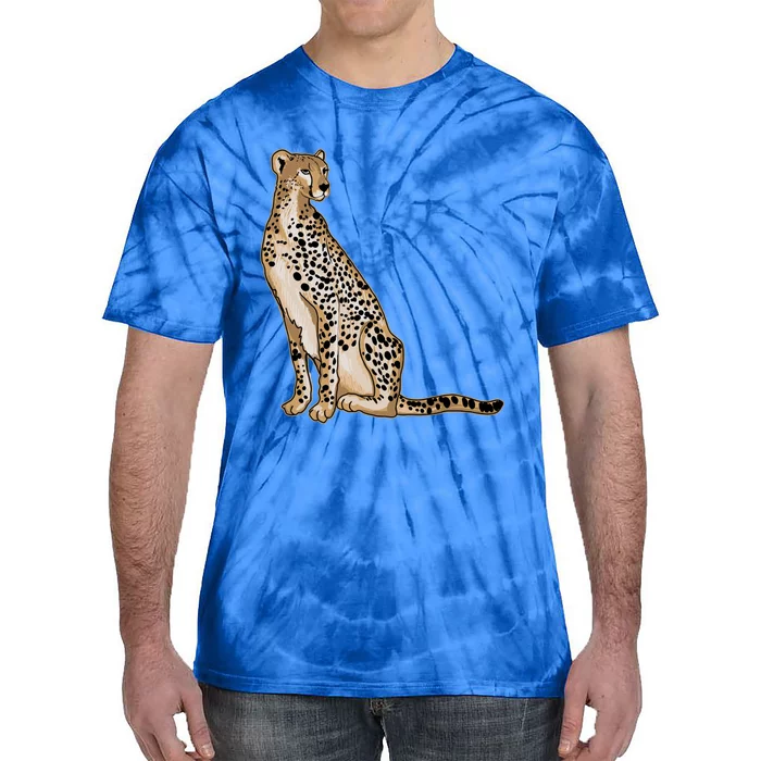 Cute Cheetah Lover Illustration Wild Cat Love Gift Tie-Dye T-Shirt