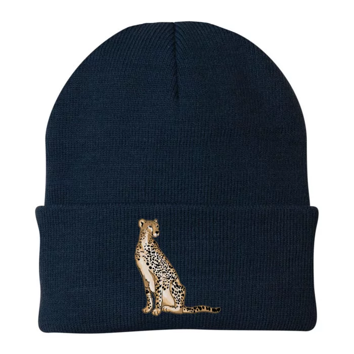 Cute Cheetah Lover Illustration Wild Cat Love Gift Knit Cap Winter Beanie