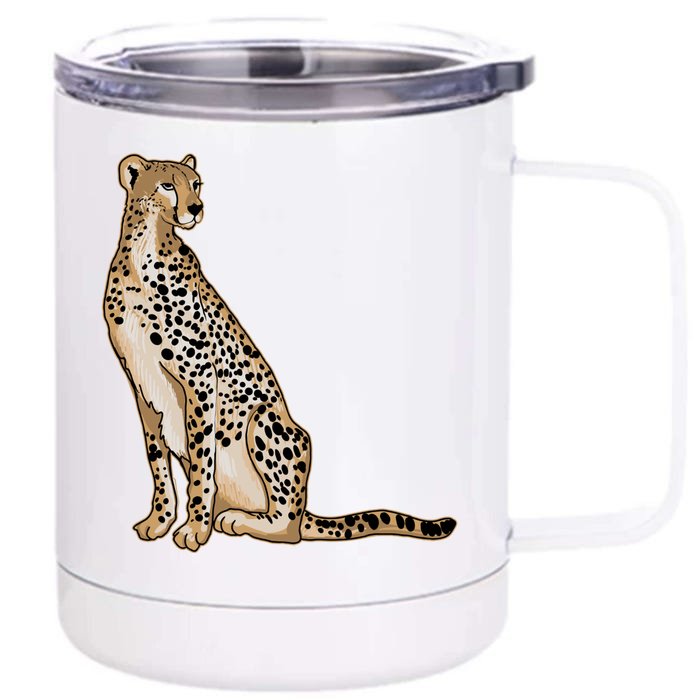 Cute Cheetah Lover Illustration Wild Cat Love Gift Front & Back 12oz Stainless Steel Tumbler Cup