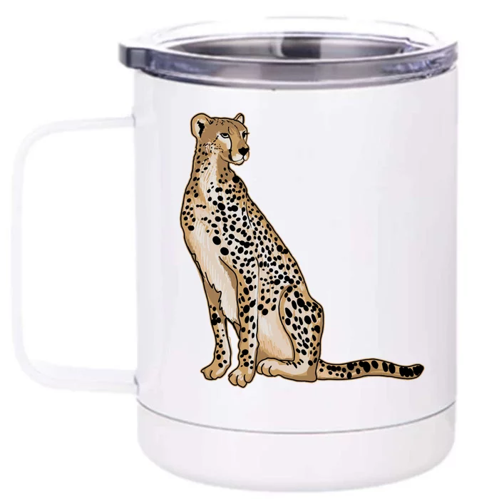 Cute Cheetah Lover Illustration Wild Cat Love Gift Front & Back 12oz Stainless Steel Tumbler Cup