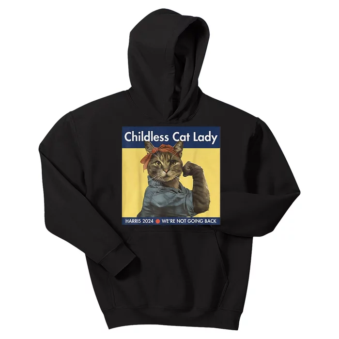 Childless Cat Lady Rosie The Riveter Ladies Voting Kamala Kids Hoodie