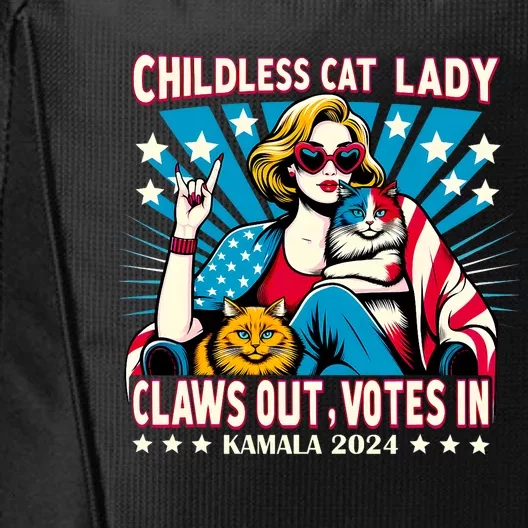 Childless Cat Lady Claws Out Votes In Kamala Harris Graphic City Backpack