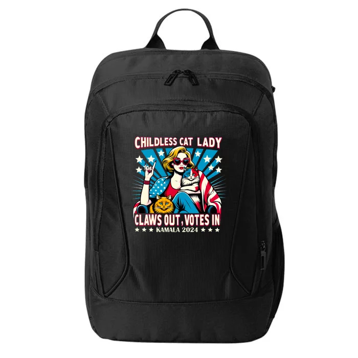 Childless Cat Lady Claws Out Votes In Kamala Harris Graphic City Backpack