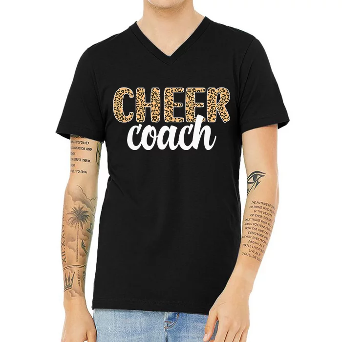 Cheer Coach Leopard Cheerleading Coach V-Neck T-Shirt