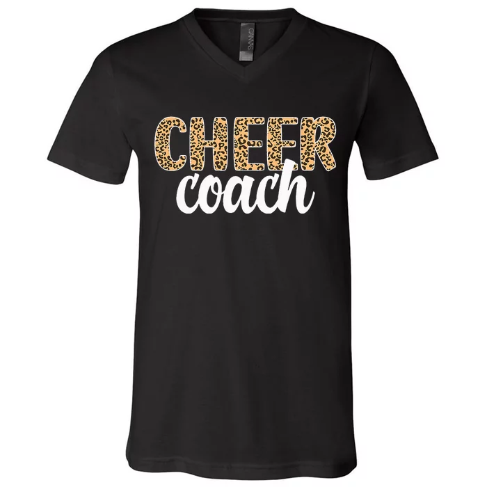 Cheer Coach Leopard Cheerleading Coach V-Neck T-Shirt