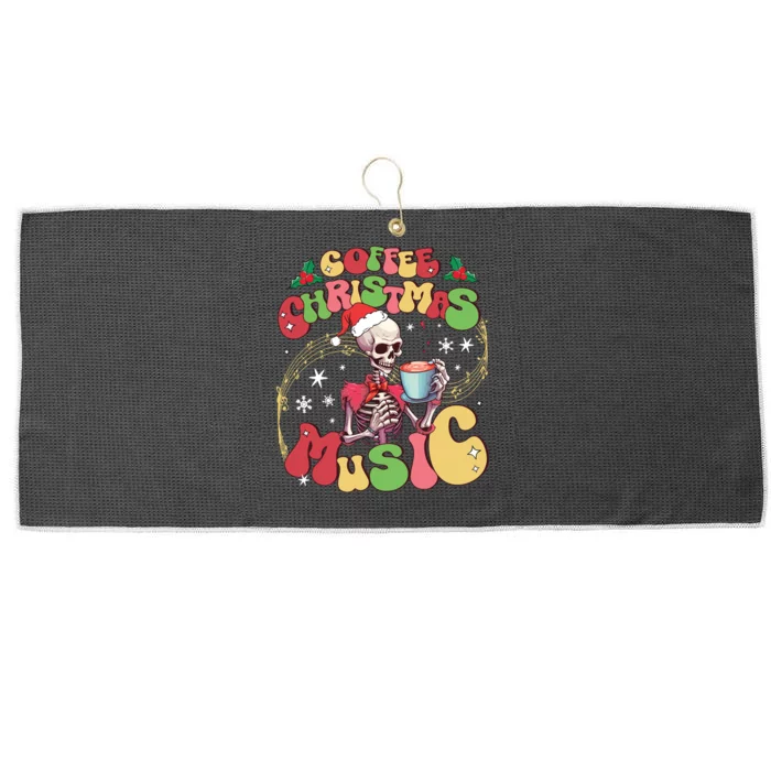 Coffee Christmas Music Skeleton Christmas Holiday Large Microfiber Waffle Golf Towel