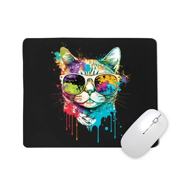 Cute Cat Motif Pop Art Cat Mousepad