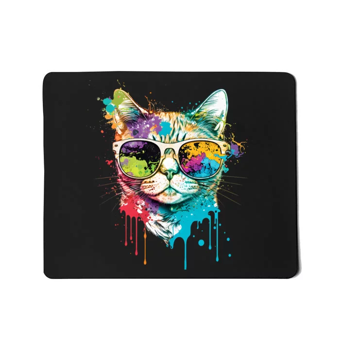 Cute Cat Motif Pop Art Cat Mousepad