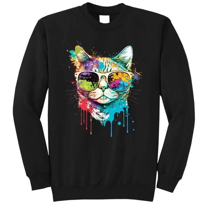 Cute Cat Motif Pop Art Cat Tall Sweatshirt