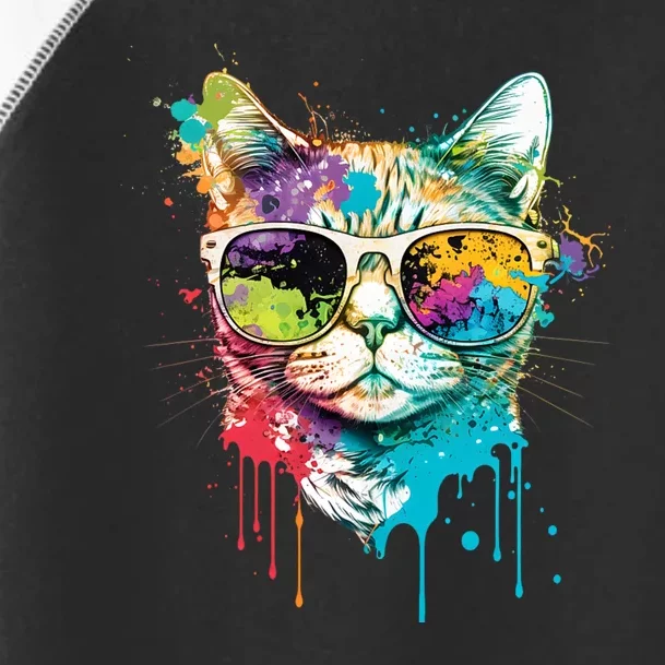 Cute Cat Motif Pop Art Cat Toddler Fine Jersey T-Shirt