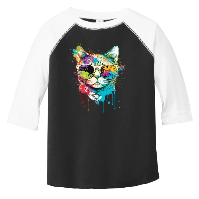 Cute Cat Motif Pop Art Cat Toddler Fine Jersey T-Shirt