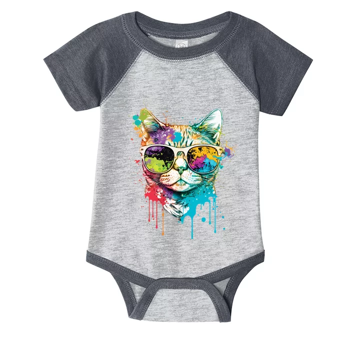 Cute Cat Motif Pop Art Cat Infant Baby Jersey Bodysuit