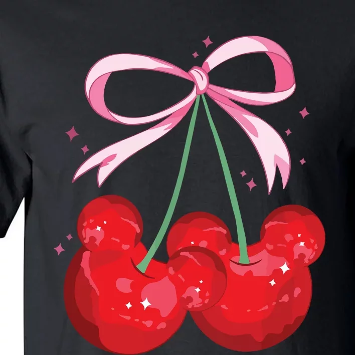 Coquette Cherry Mouse Ears Bow Princess Theme Park Tall T-Shirt